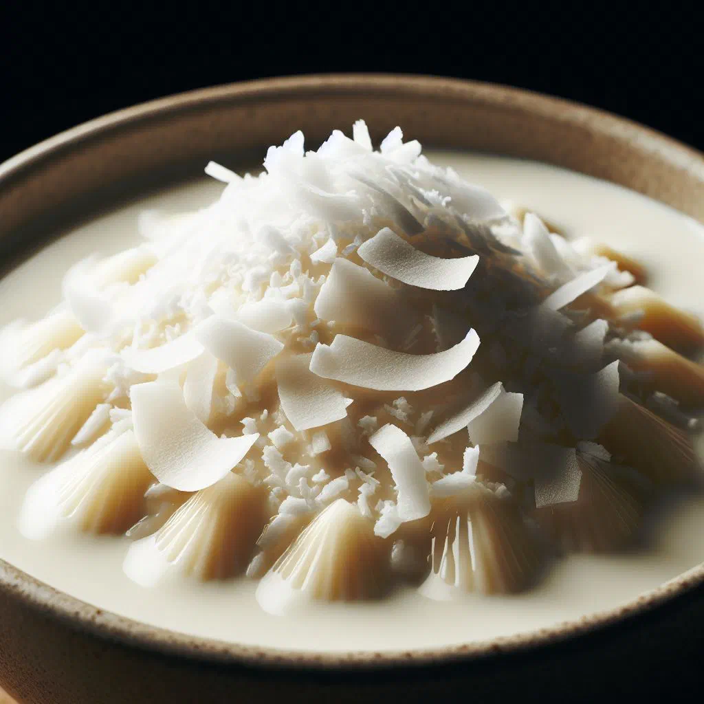 Creamy maja blanca squares topped with toasted coconut