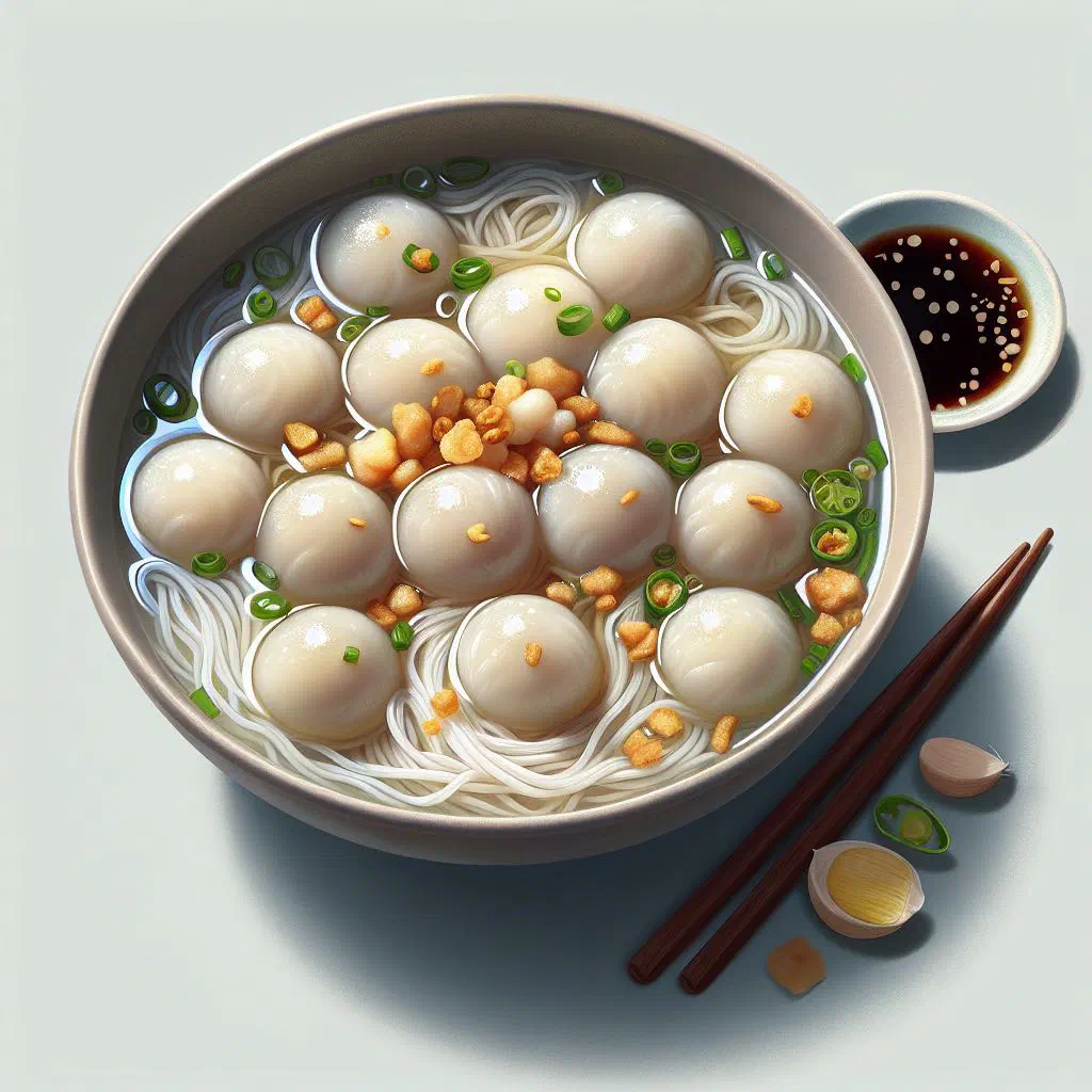 Bowl of pansit molo soup with filled dumplings and fresh coriander