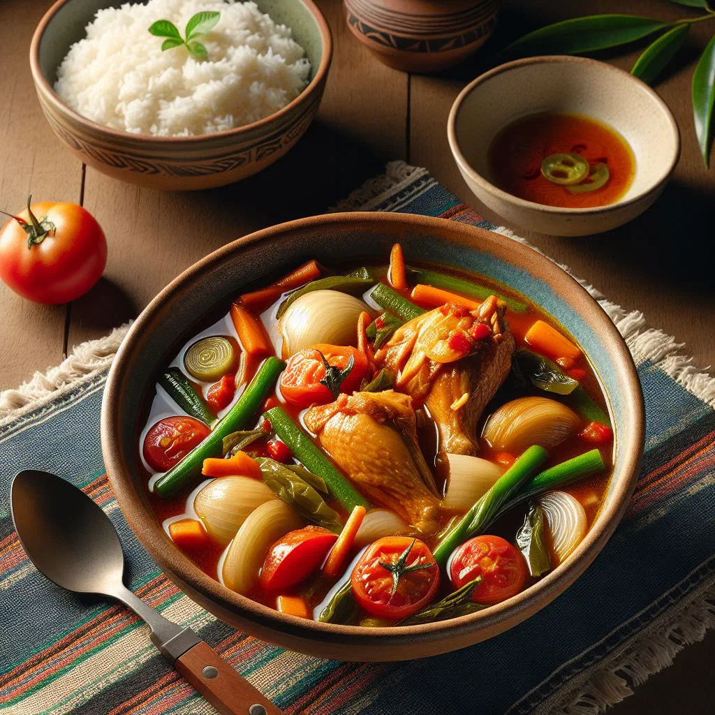Bowl of sinampalukang manok, a sour Filipino chicken and tamarind soup
