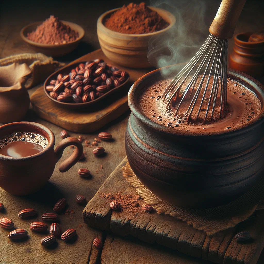 A steaming cup of frothy Filipino hot chocolate dusted with cinnamon
