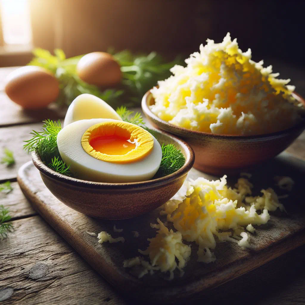 Creamy horseradish and egg spread garnished with fresh dill
