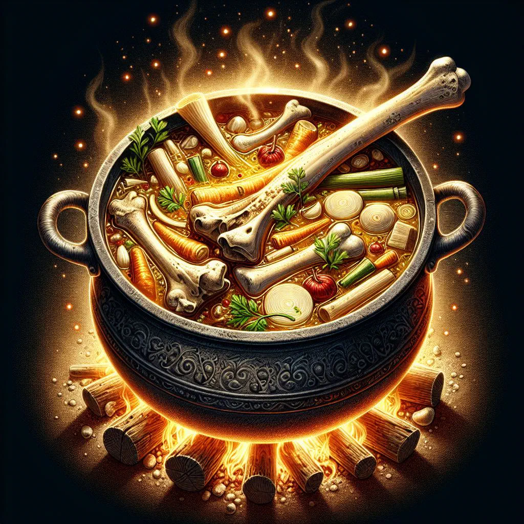 A clear golden Polish bone broth in a bowl garnished with fresh herbs