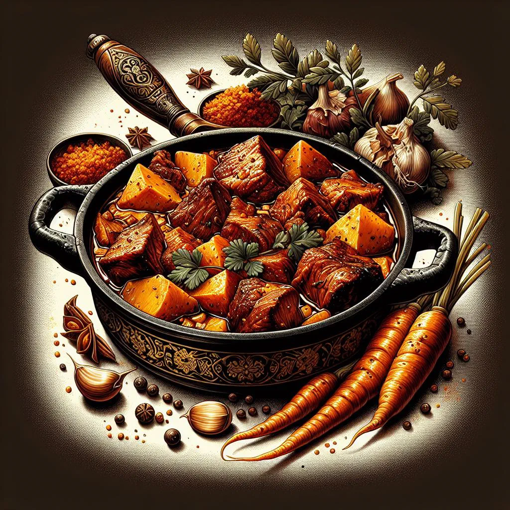 Alcatra, a Portuguese braised beef pot roast in rich red-wine sauce