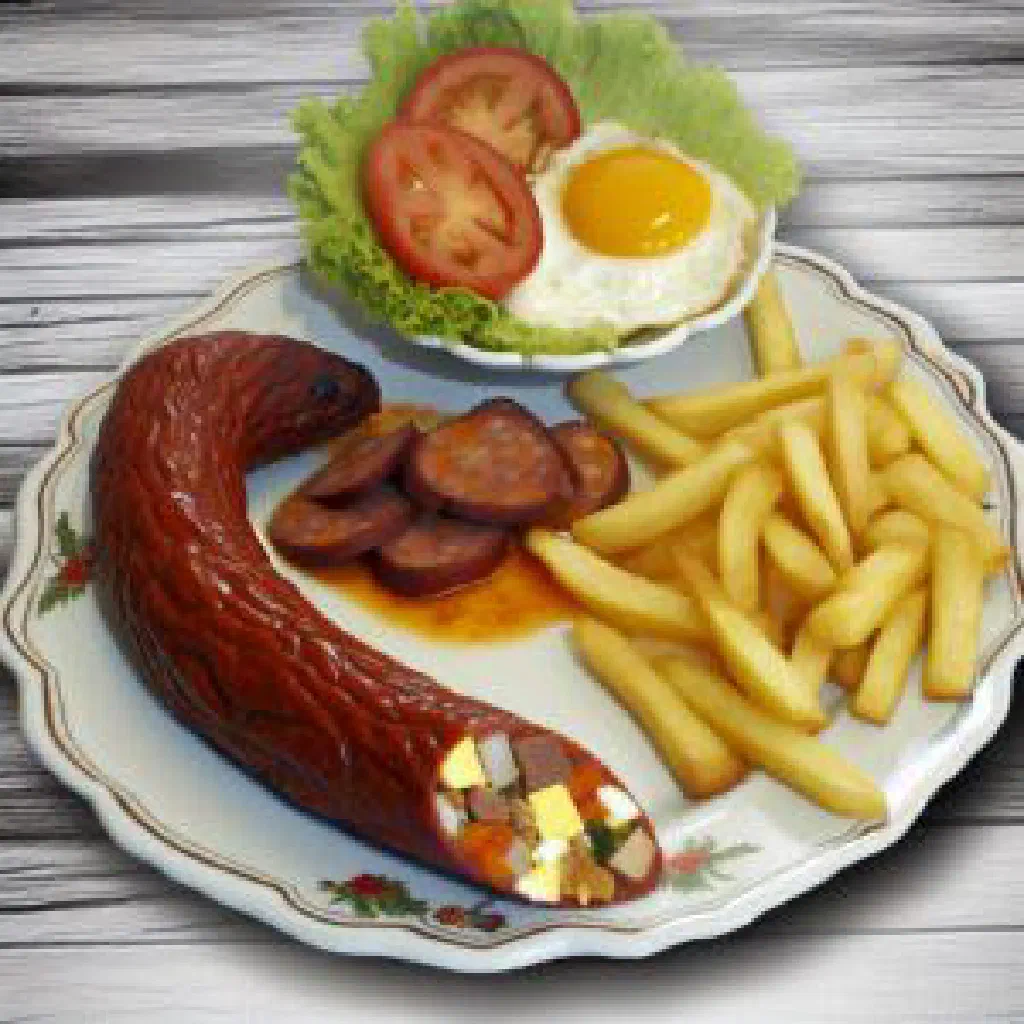 Pan-fried alheira de Mirandela sausage garnished with fresh parsley