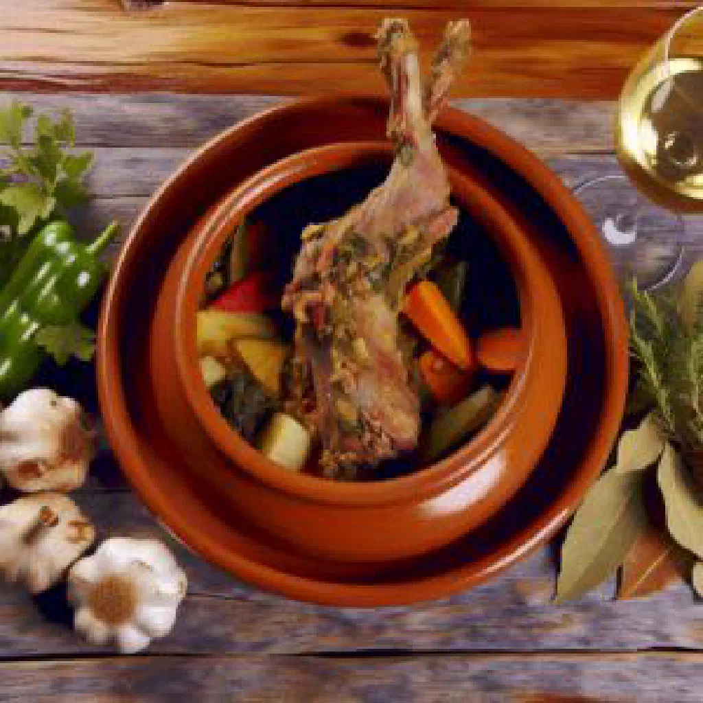Braised rabbit Alentejo-style with paprika sauce and fresh parsley