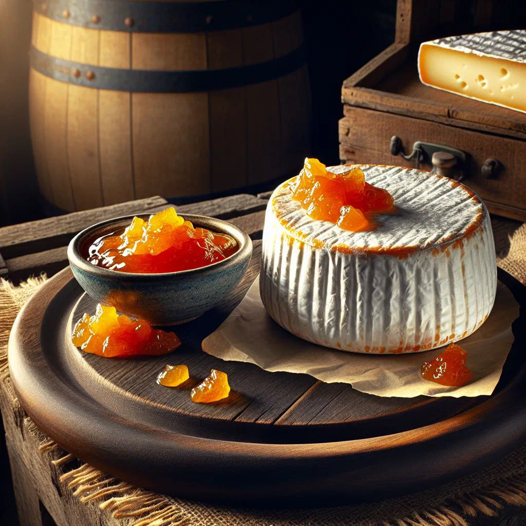 Creamy Queijo da Serra served with golden pumpkin jam and fresh bread