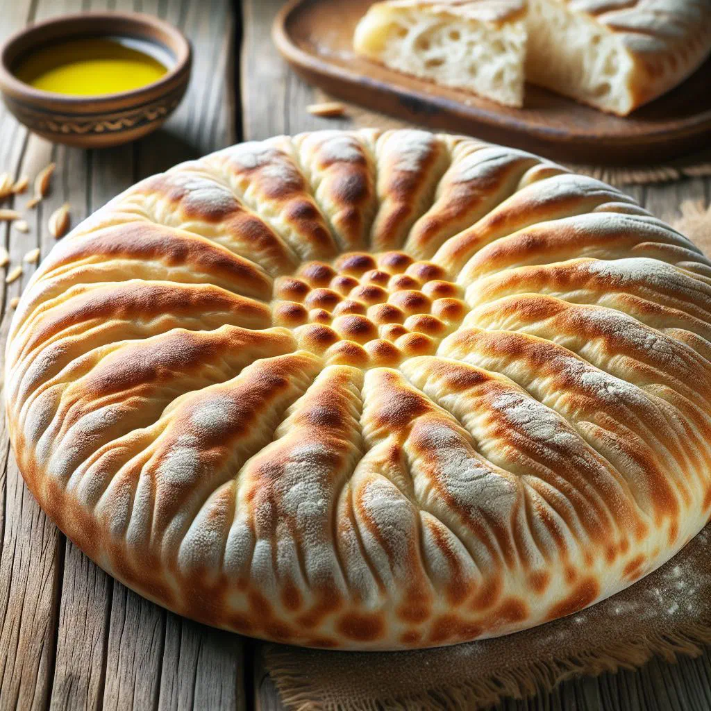 Thin, crisp khubz rakak flatbread folded on a plate