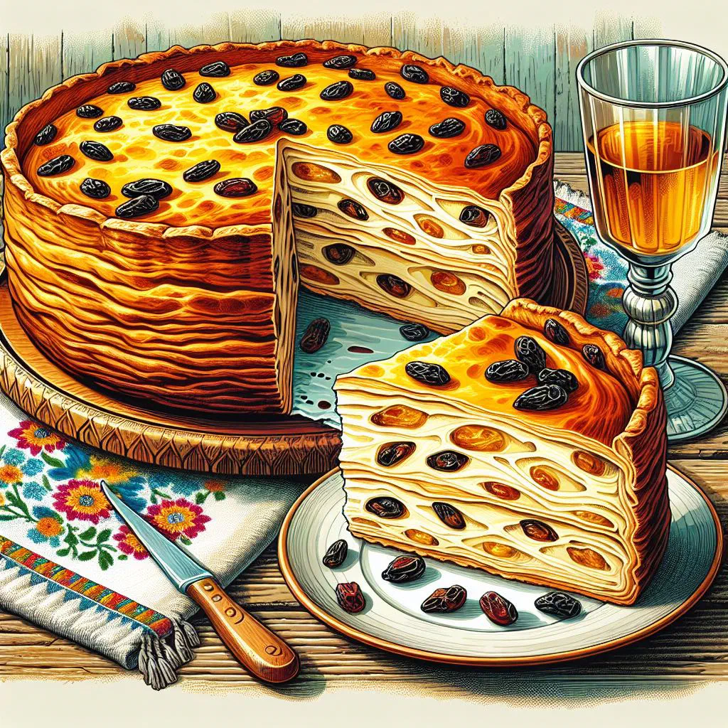 Golden baked Alivenci cornmeal cakes sliced and served on a plate