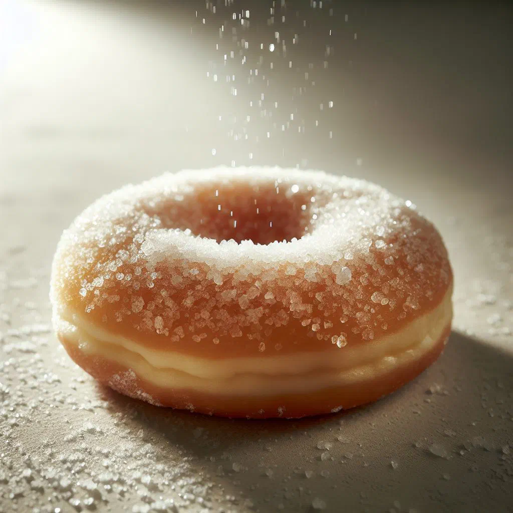 Golden Romanian sugared doughnuts dusted and rolled in sugar