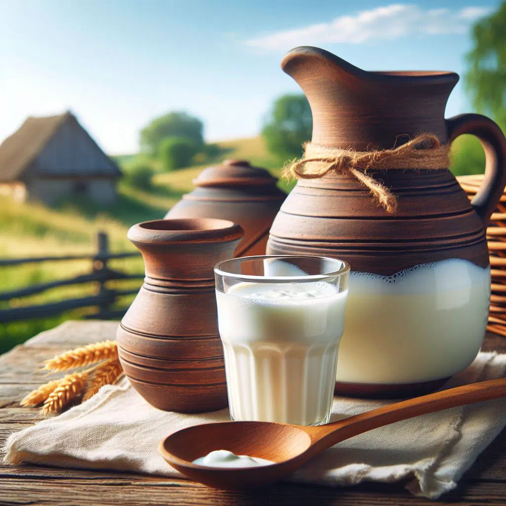 A glass of homemade soured milk, creamy and lightly tangy