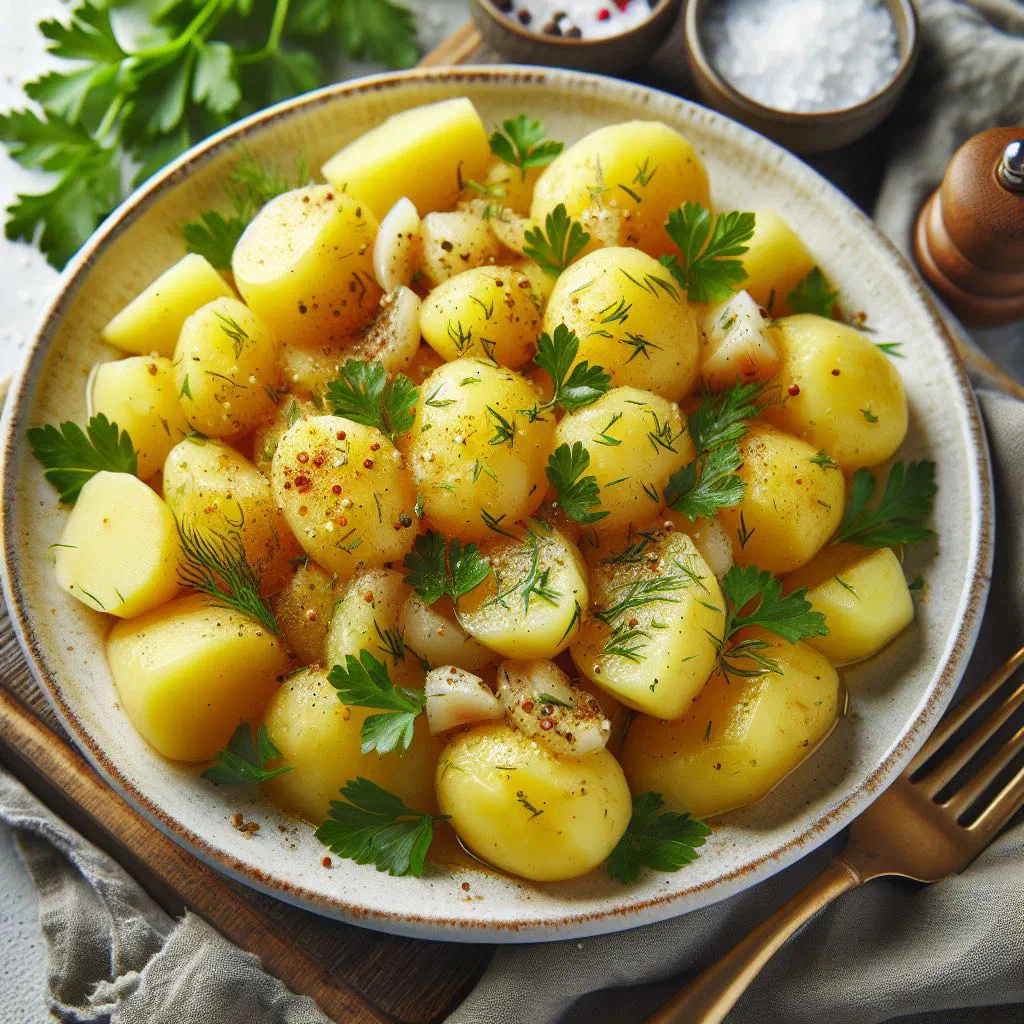 Romanian potato stew with tomatoes and paprika in a bowl