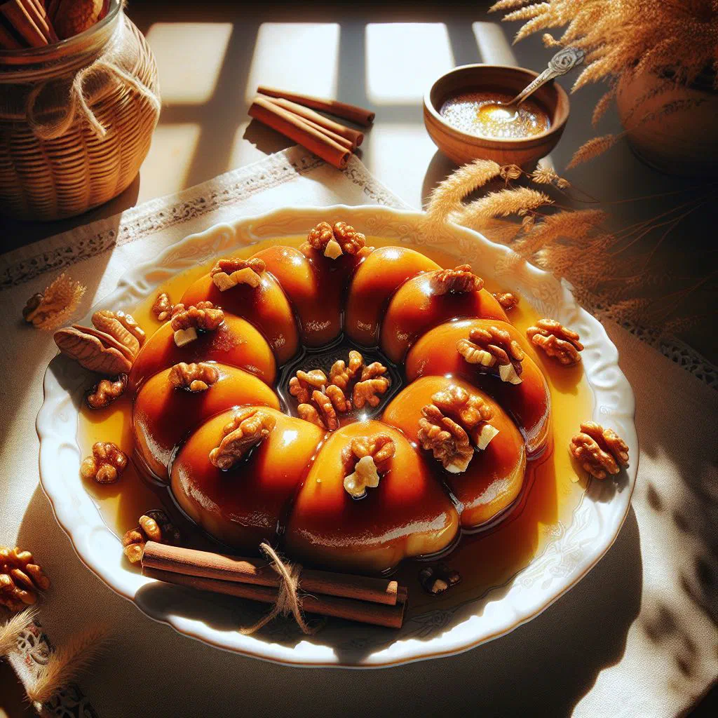 Figure-shaped Romanian mucenici pastries dusted with cinnamon sugar and walnuts