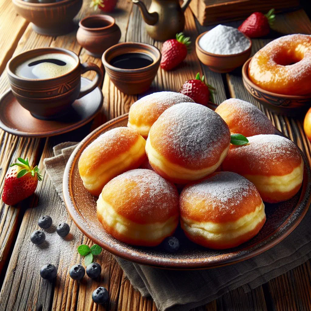 Golden fried Romanian scovergi dough flatbreads on a plate