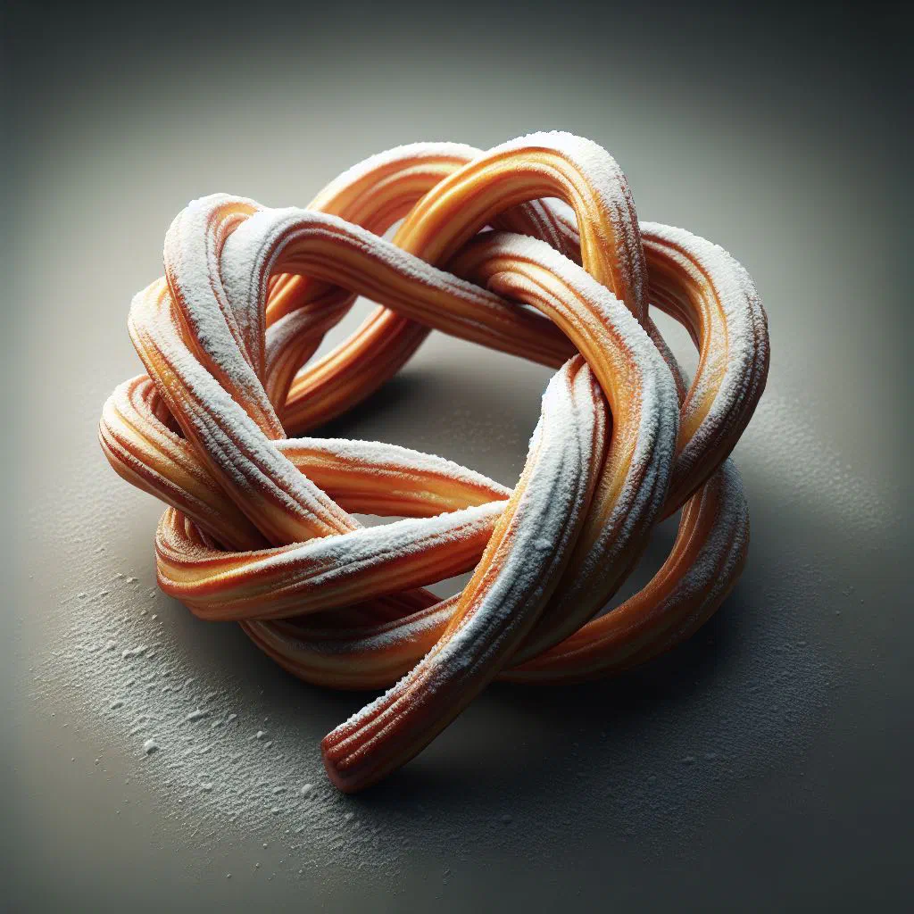 Crisp golden chvorost pastry twists dusted with icing sugar