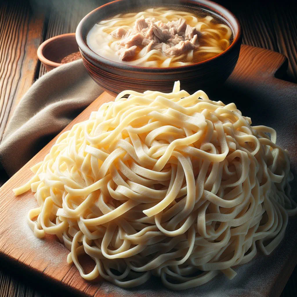 Bowl of homemade Russian noodle soup with carrots and fresh parsley