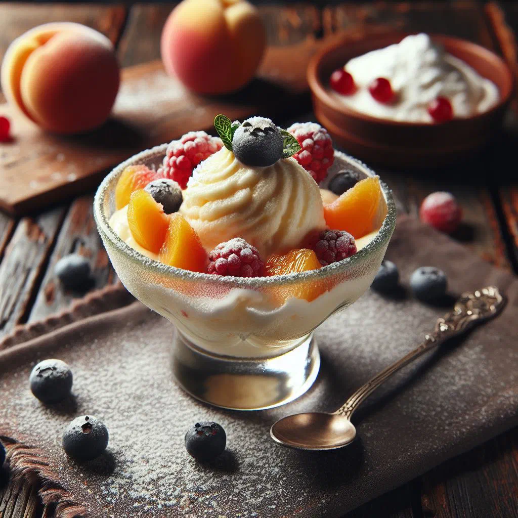 Scoops of creamy Russian morozhenoe ice cream in a bowl