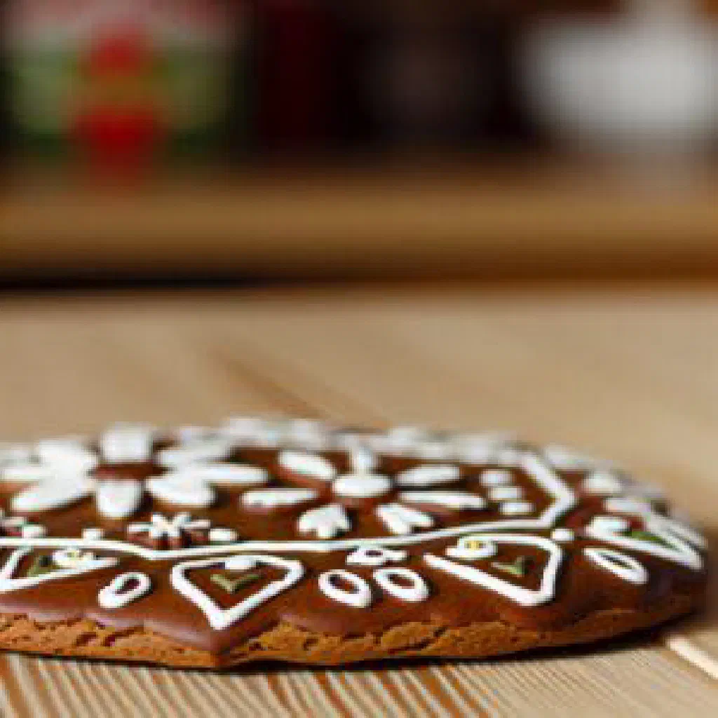 Russian pryanik spiced honey biscuits dusted with icing sugar