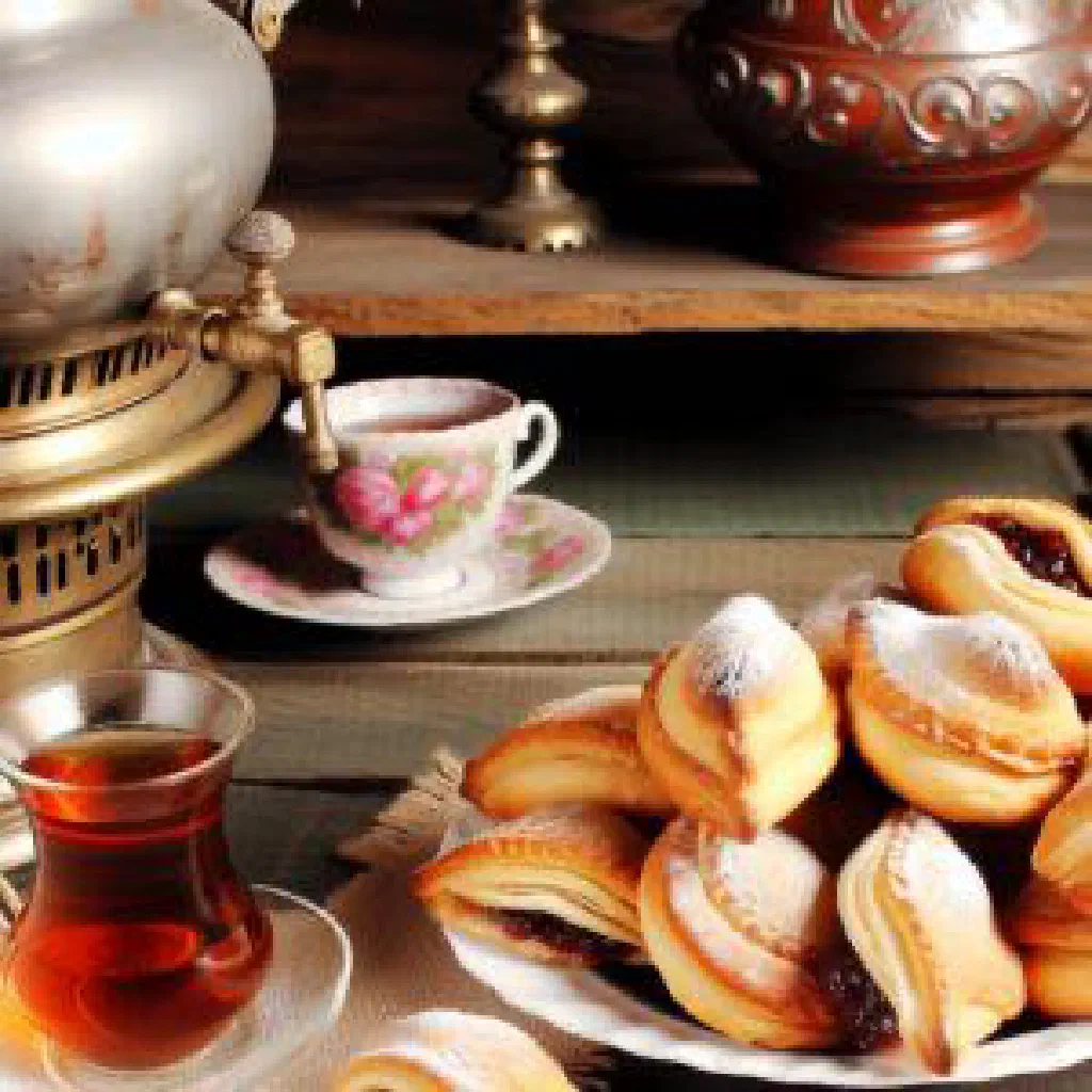 Golden, pan-fried Russian pryschiki dough pockets on a wooden board