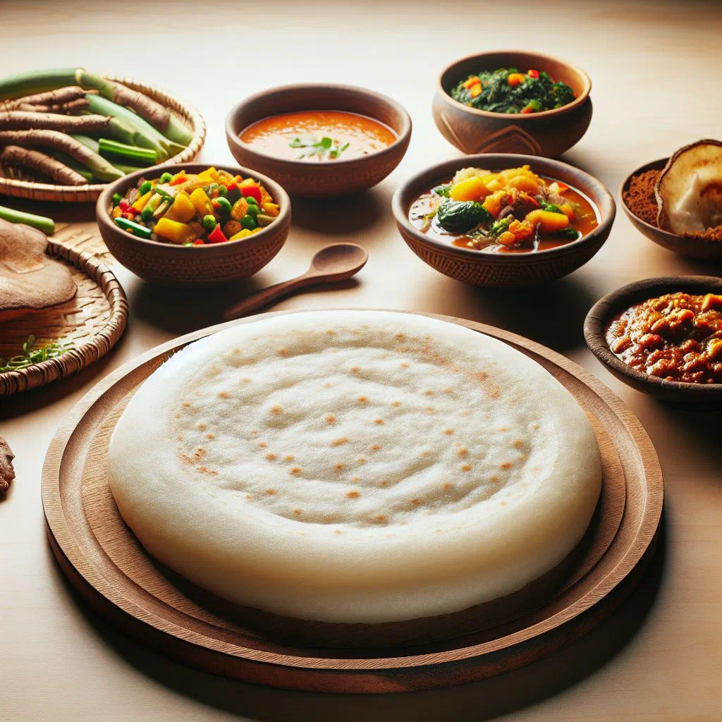 A smooth mound of ubugari served as a side dish