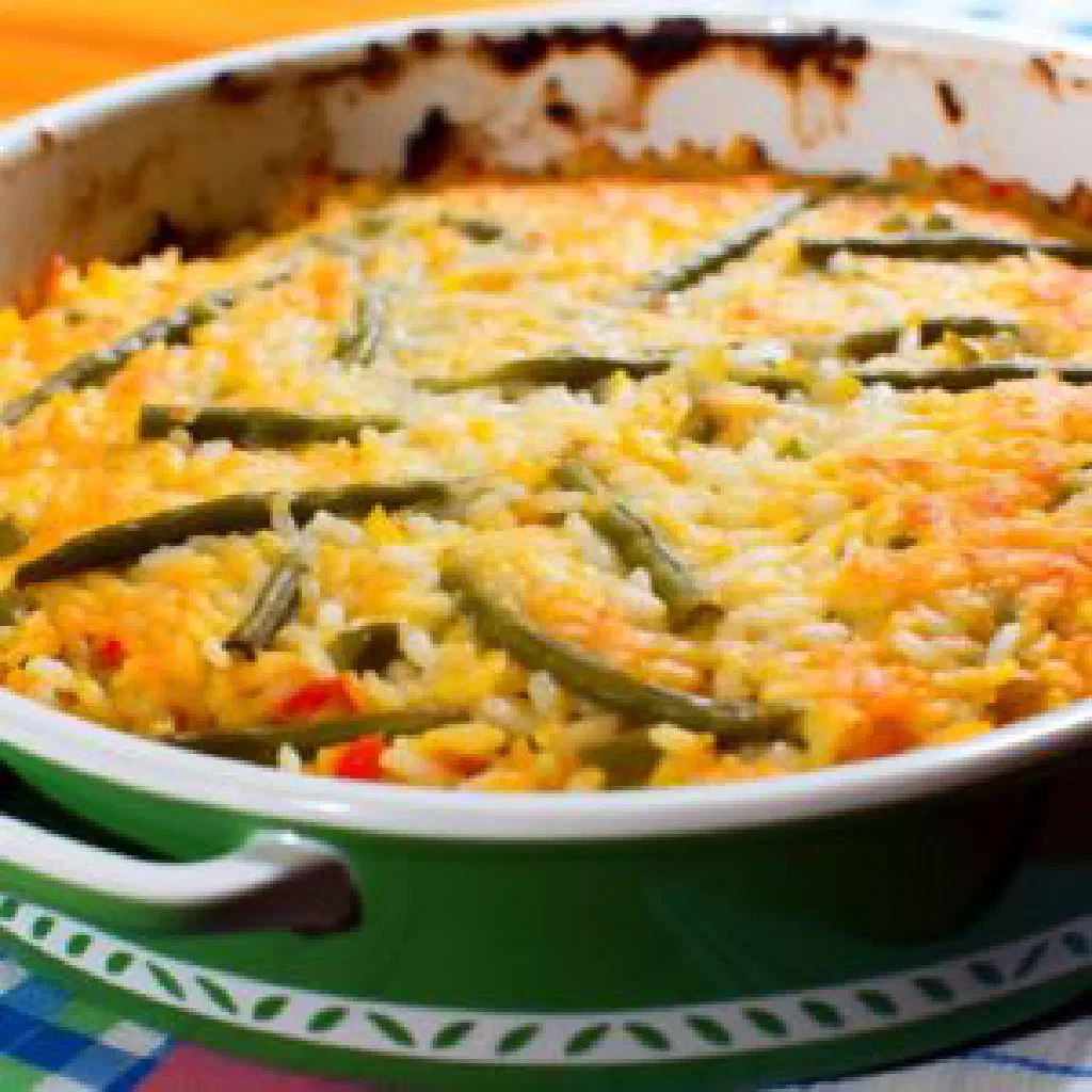 A bowl of Laga, a Samoan rice and vegetable dish, garnished with fresh herbs
