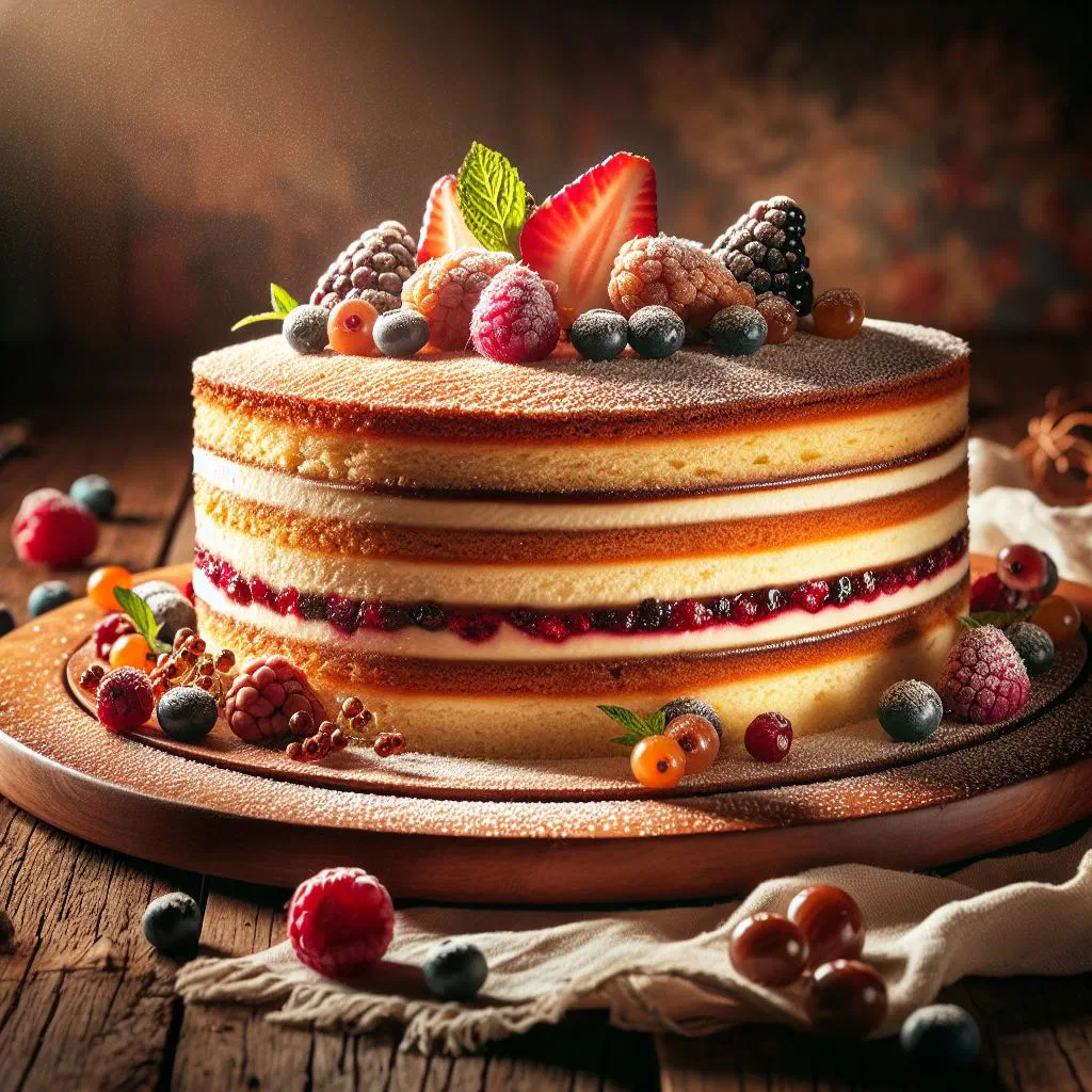 Slice of Torta Tre Monti with crisp wafer layers and chocolate coating
