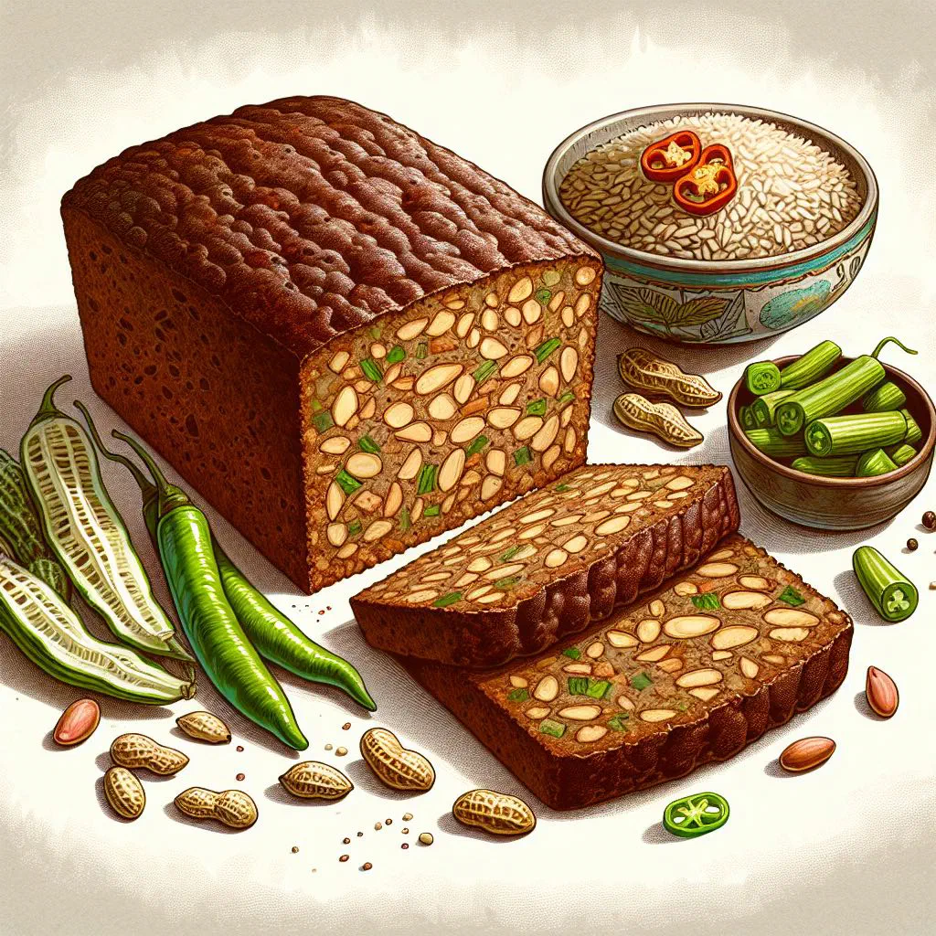 Sliced chikanda loaf garnished with fresh herbs on a plate