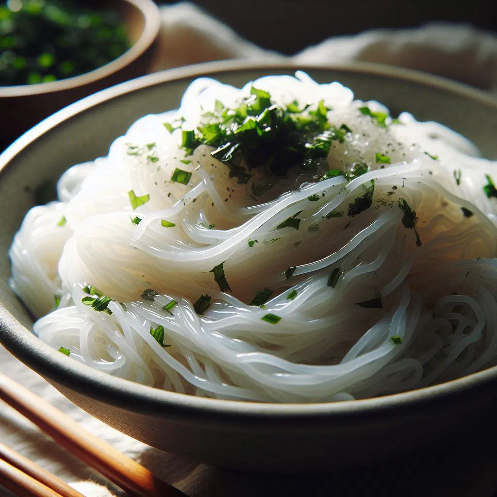 Fluffy basmati vermicelli rice topped with toasted nuts