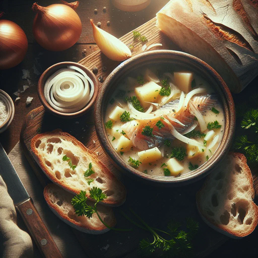 A bowl of creamy Cullen Skink soup garnished with chives