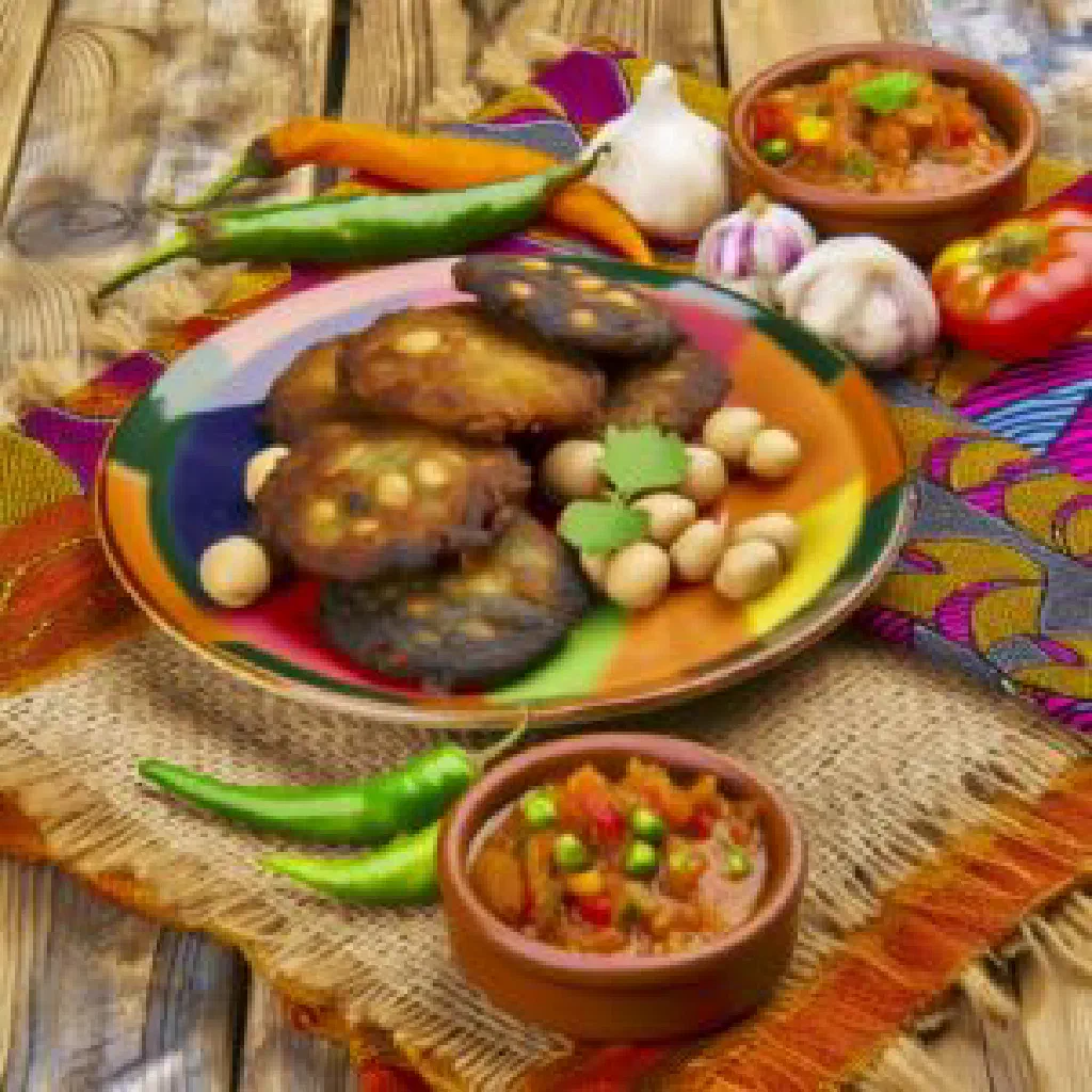 Crispy golden accara chickpea fritters served with a spicy dipping sauce