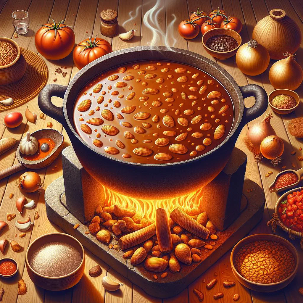 Rich Senegalese peanut sauce graine served with vegetables