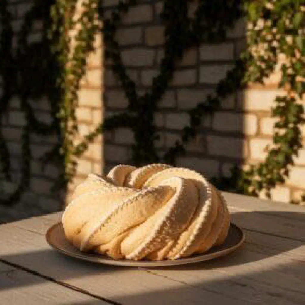 Golden baked Serbian cheese-filled crescent rolls on a plate