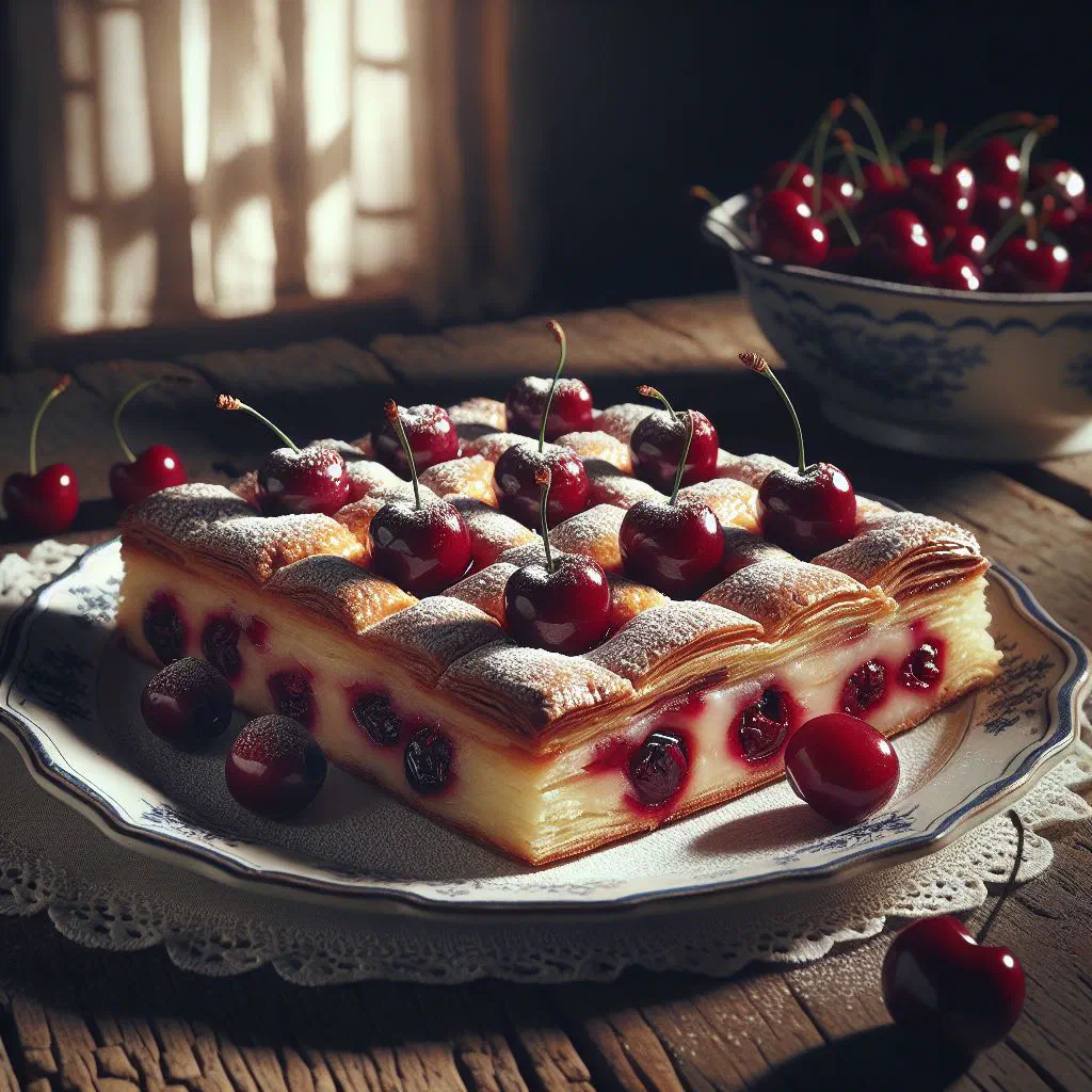 Sliced Serbian makarana torta layered with walnuts and dark chocolate