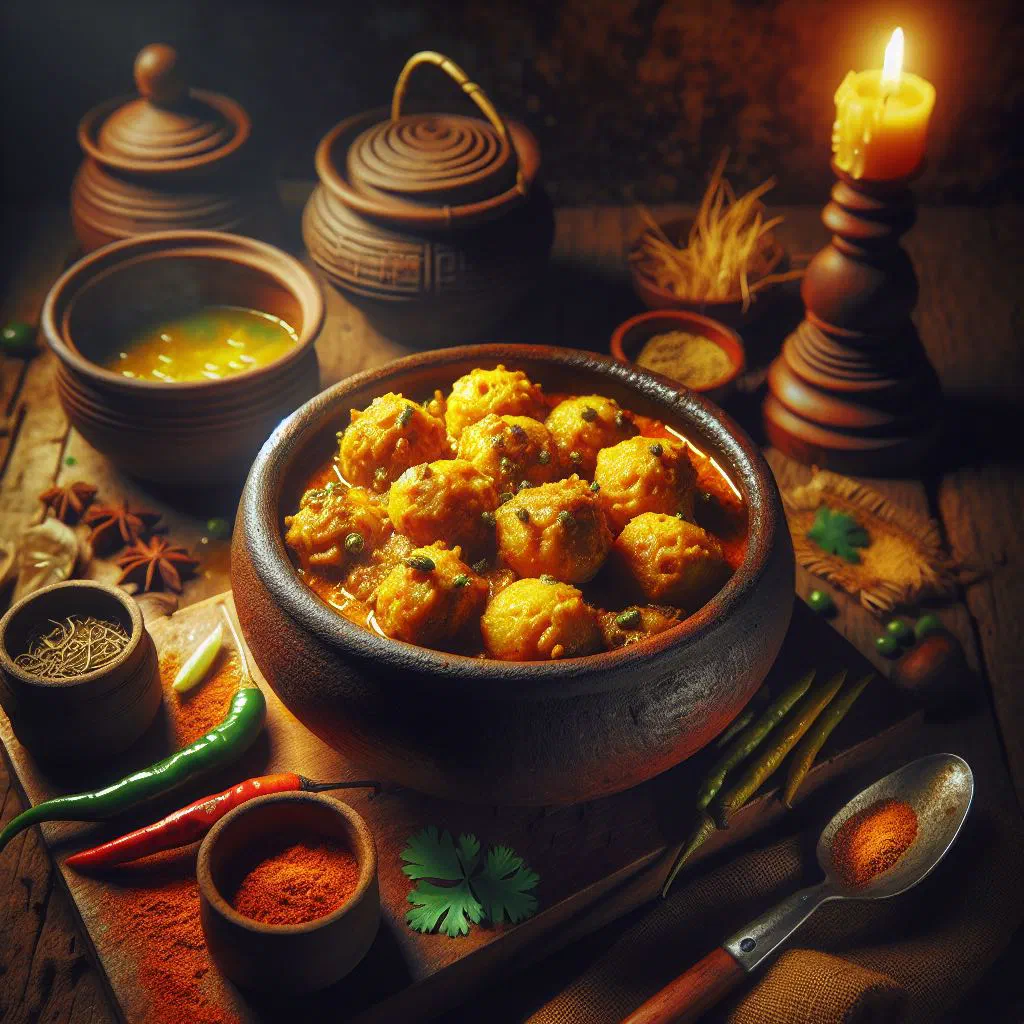 Breadfruit curry in coconut milk garnished with fresh coriander