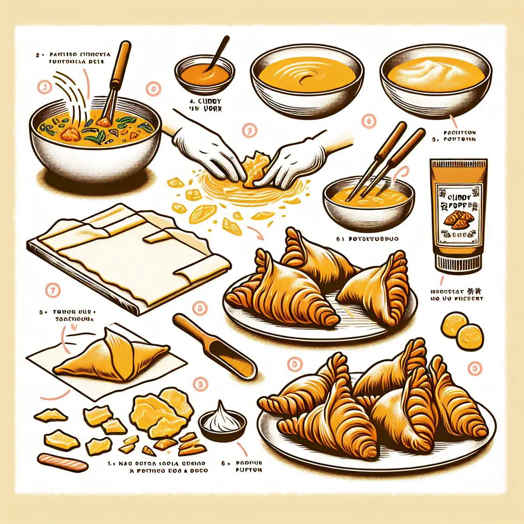 Golden deep-fried curry puffs filled with spiced potato and peas