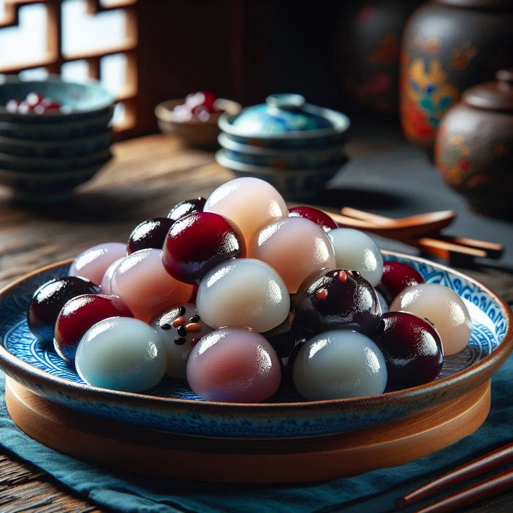 Sweet steamed glutinous rice balls coated in shredded coconut on a plate