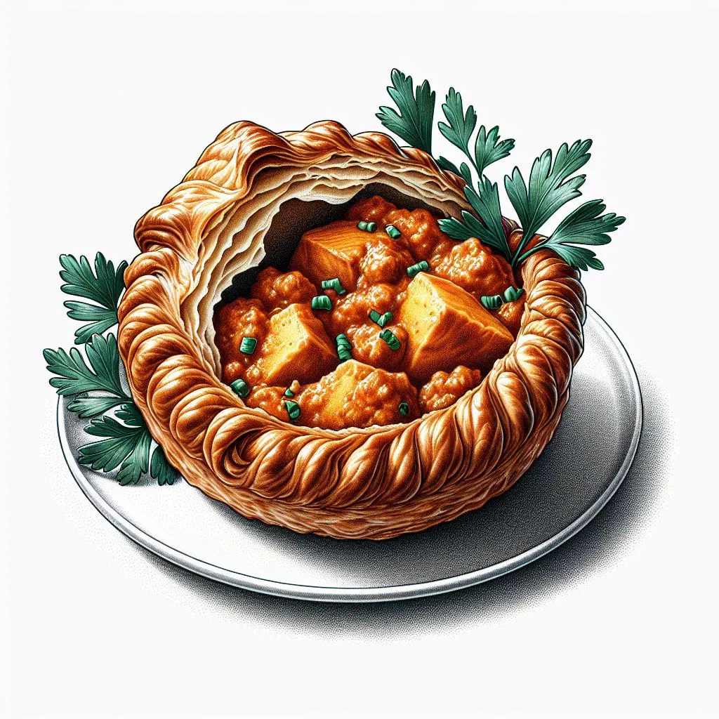 Golden Singaporean curry puffs with a spiced chicken and potato filling