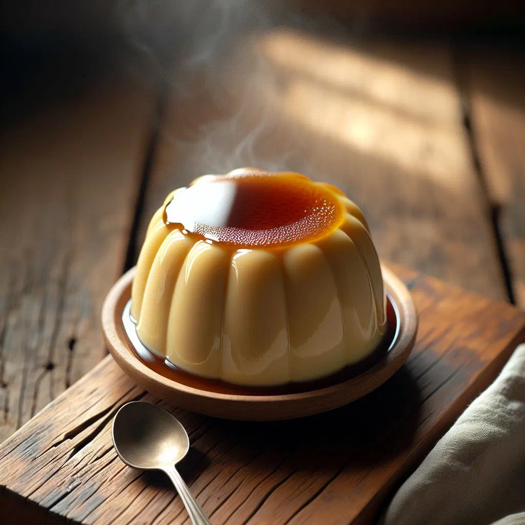 Silky soya beancurd pudding in a bowl drizzled with sweet syrup