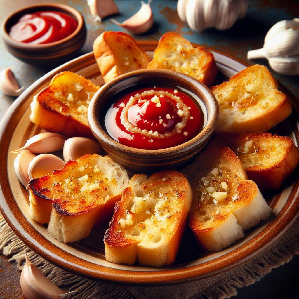 Crispy Slovak garlic toast garnished with fresh parsley