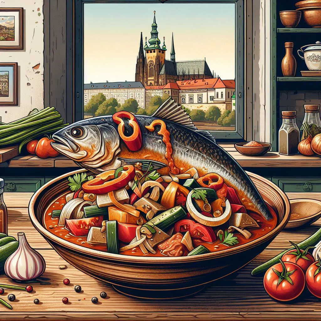 Tender fish pieces in a rich red paprika sauce, garnished with fresh parsley