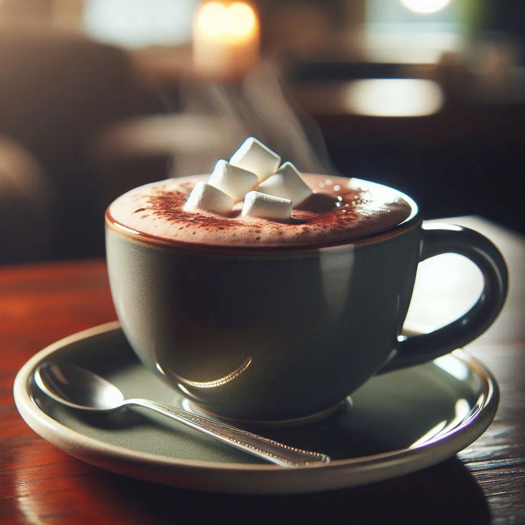 A steaming mug of Slovak hot cocoa topped with whipped cream and grated chocolate