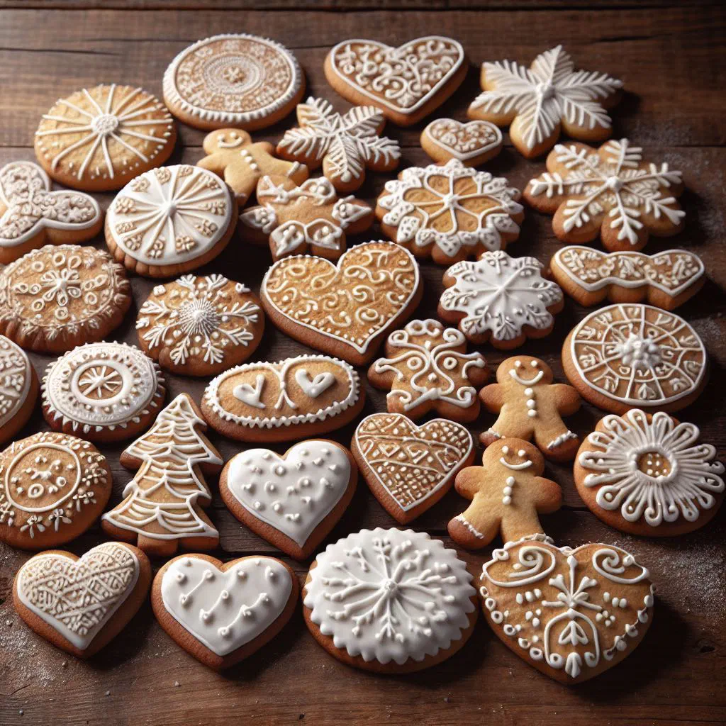 Golden-brown Slovenian medenjaki honey biscuits dusted with sugar