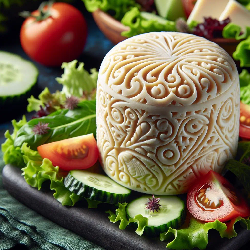 Fresh herb cheese trnič served over a green salad