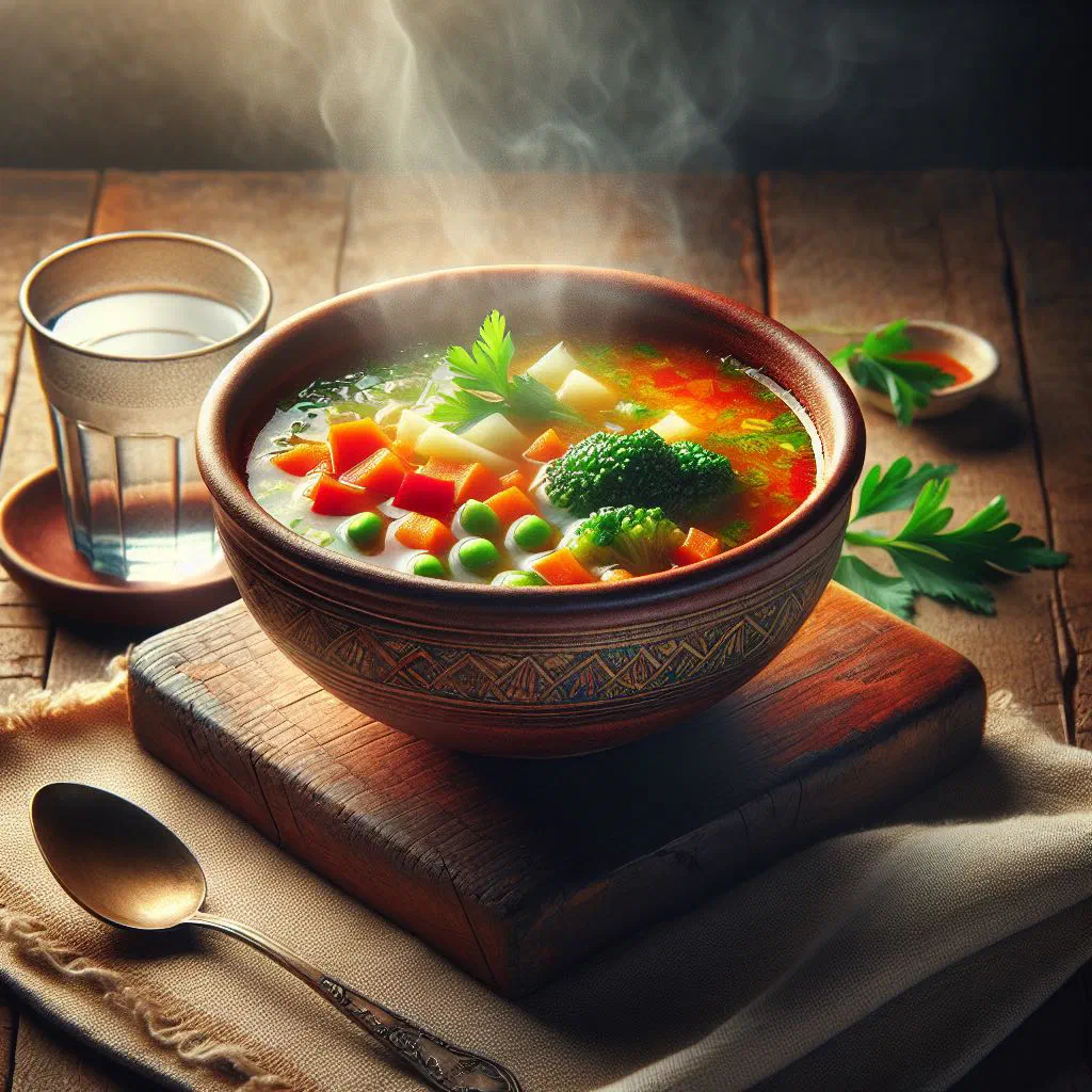 Bowl of Somali lafaha soup with tender meat, carrots and fresh coriander