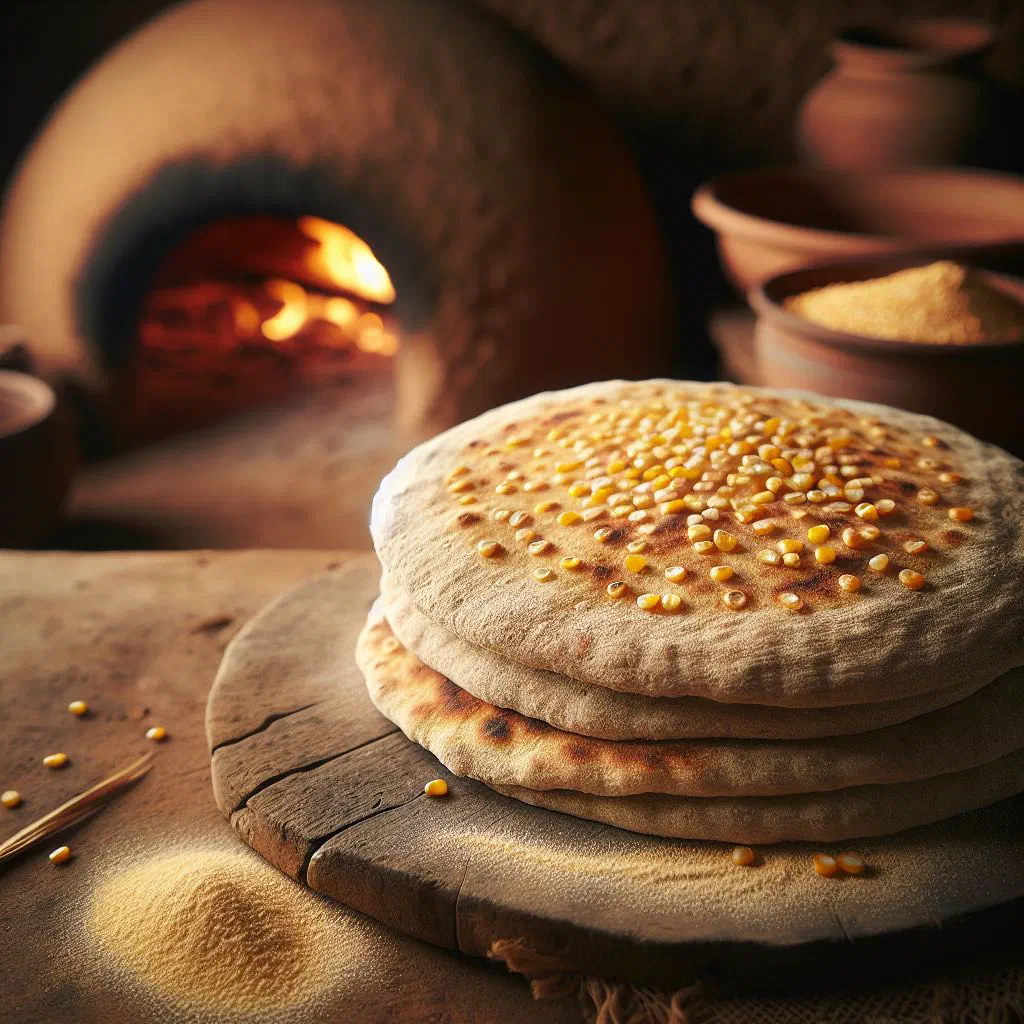 Golden Somali muufo maize flatbreads stacked on a plate