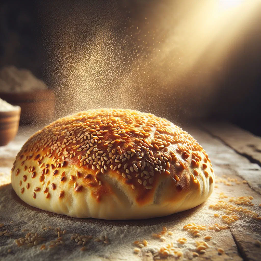 Golden Somali qamadi flatbreads dusted with toasted sesame seeds