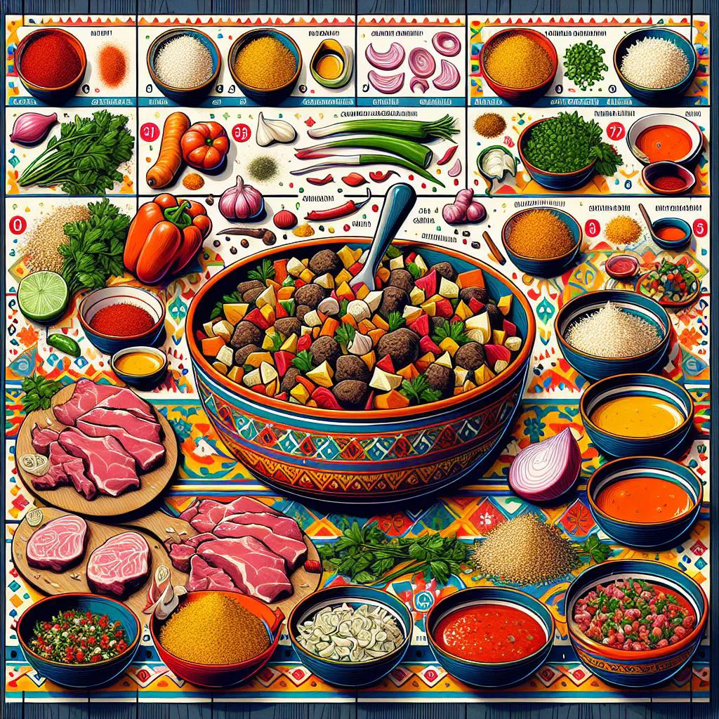 Somali suqaar of diced beef with peppers and carrots, garnished with coriander