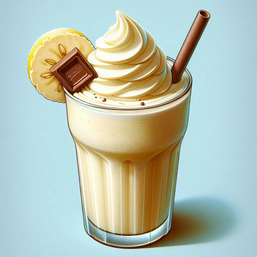 Creamy banana Amarula milkshake in a tall glass with a dusting of cinnamon