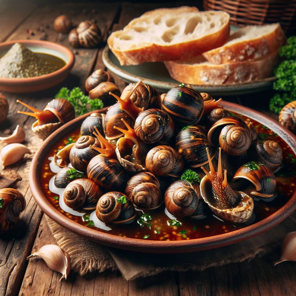 Caracoles a la Madrileña served in a spicy tomato sauce with fresh parsley