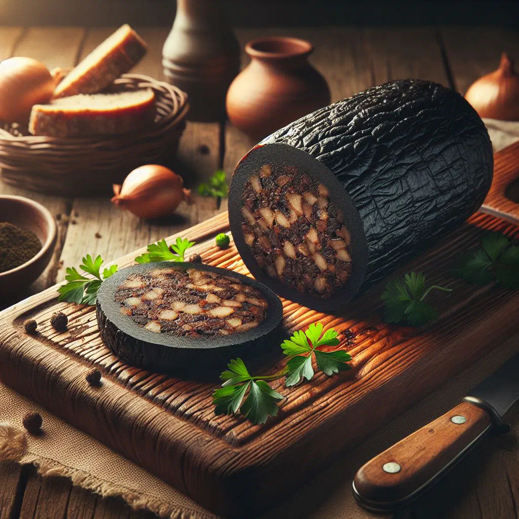 Sliced morcilla de Burgos pan-fried and served over seasoned rice with parsley