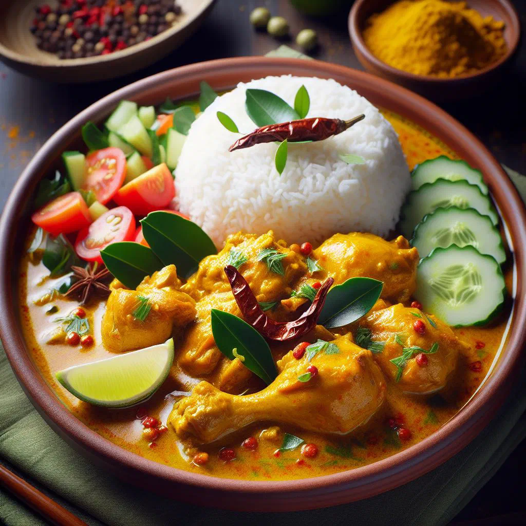 Sri Lankan chicken curry kukul mas maluwa garnished with fresh coriander